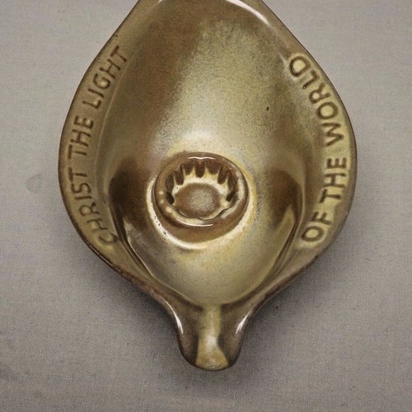 Frankoma Pottery Plainsman Brown Set of 2 Oral Roberts 1971 Candle Stick Holders - Picture 9 of 13